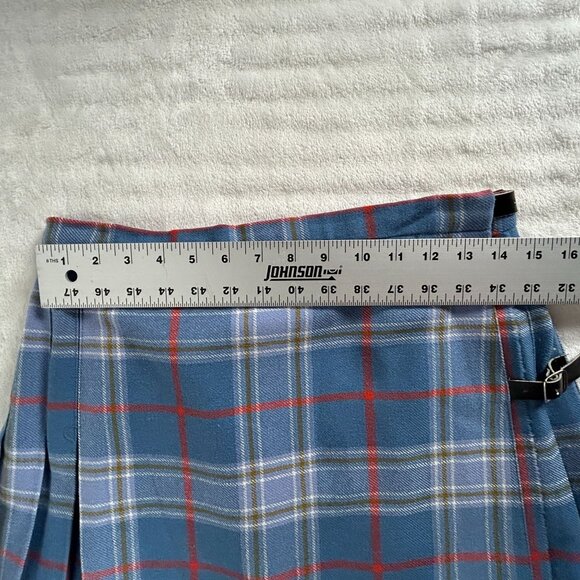 Glenisla Classics Women Plaid Tartan Kilt Skirt Size 14 Wool Blend Blue Scotland - Picture 4 of 6